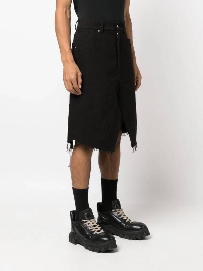 Rick Owens Gerafelde shorts Zwart