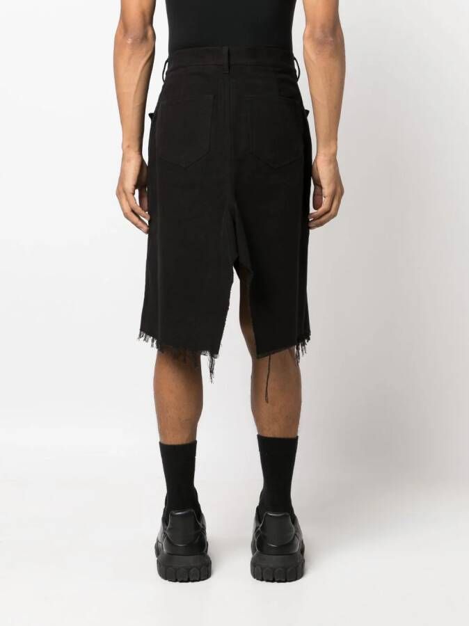 Rick Owens Gerafelde shorts Zwart