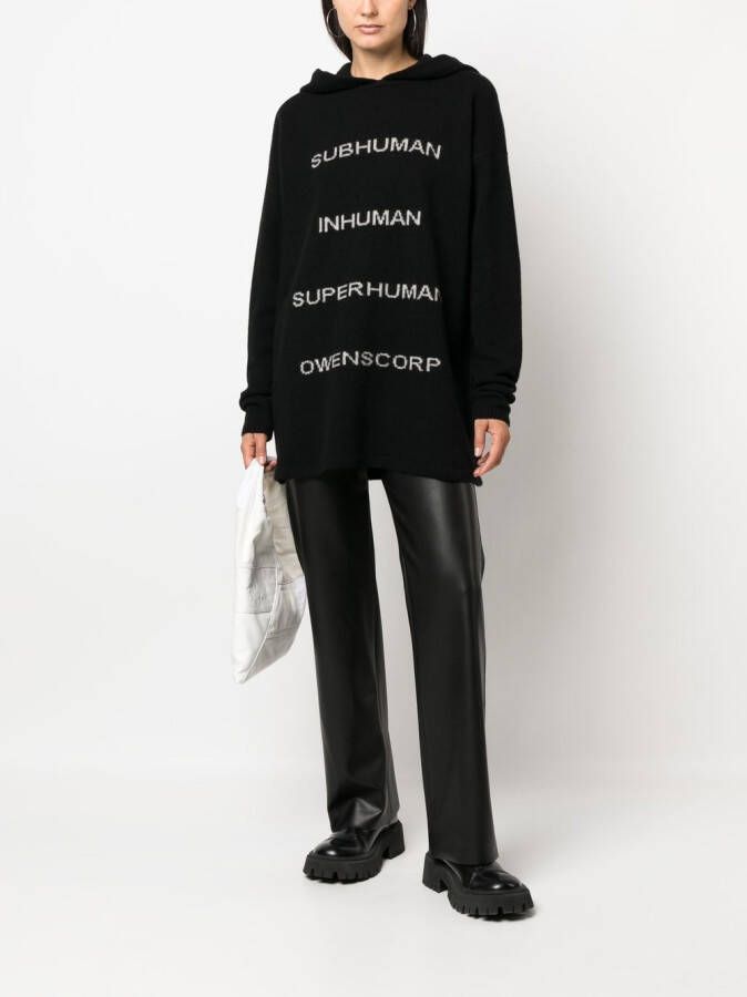 Rick Owens Intarsia hoodie Zwart