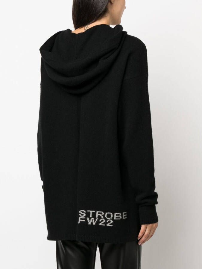 Rick Owens Intarsia hoodie Zwart