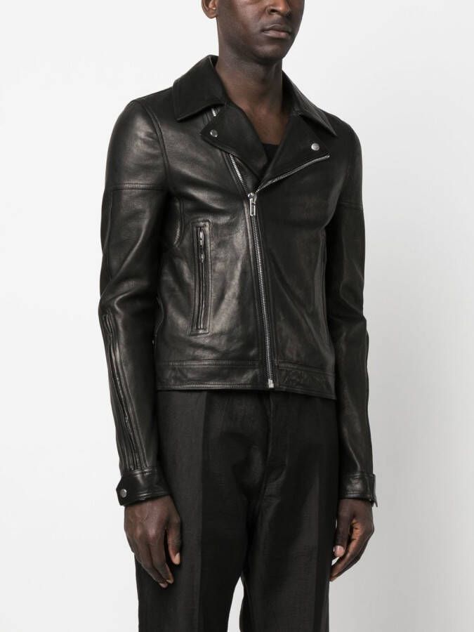 Rick Owens Leren bikerjack Zwart