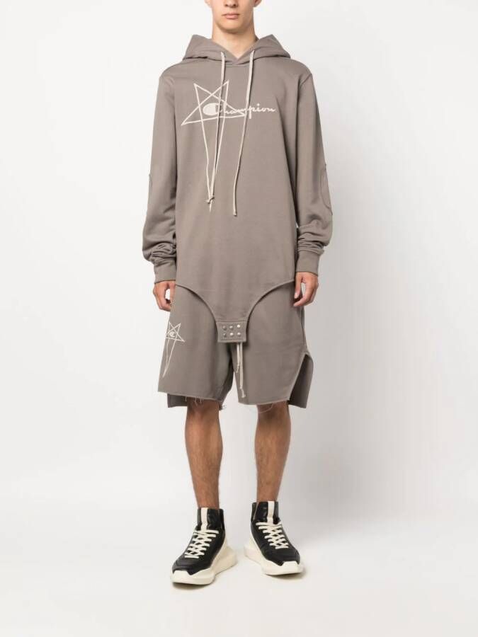 Rick Owens Hoodie met geborduurd logo Grijs