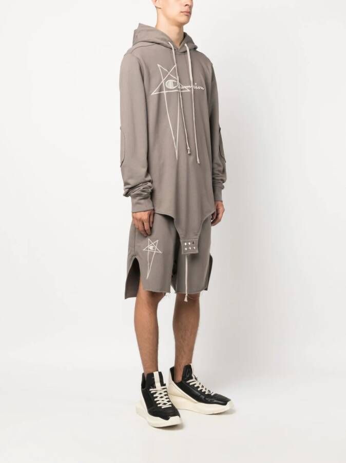 Rick Owens Hoodie met geborduurd logo Grijs