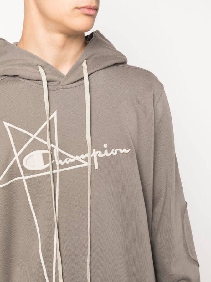 Rick Owens Hoodie met geborduurd logo Grijs