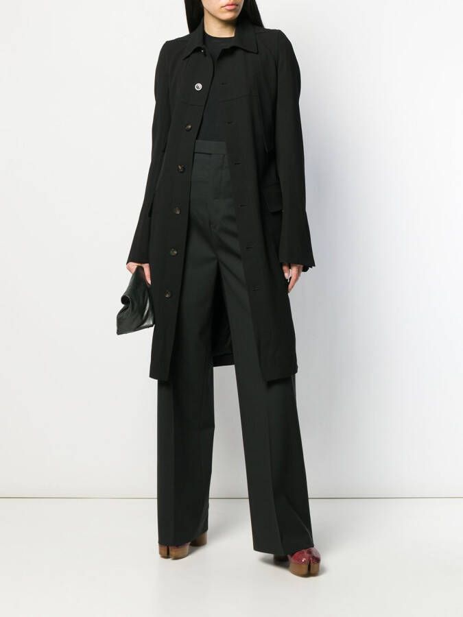 Rick Owens Mantel met enkele rij knopen Zwart