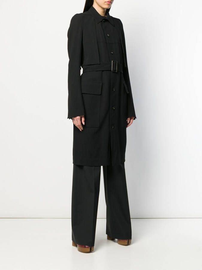 Rick Owens Mantel met enkele rij knopen Zwart