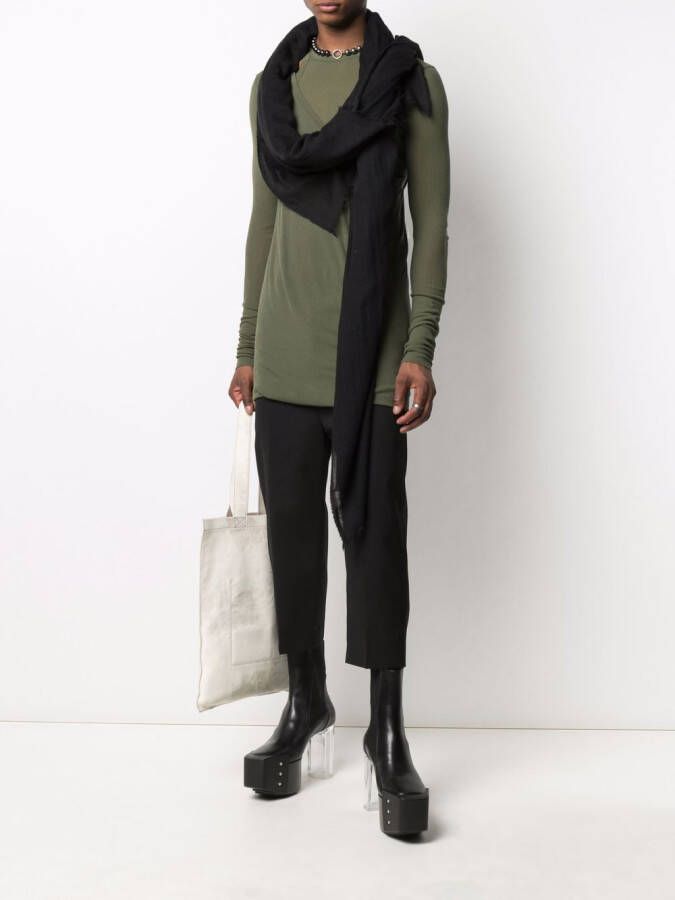 Rick Owens Sjaal met gerafelde afwerking Zwart