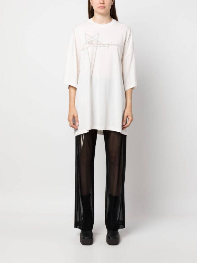 Rick Owens X Champion T-shirt met logo-reliëf Beige