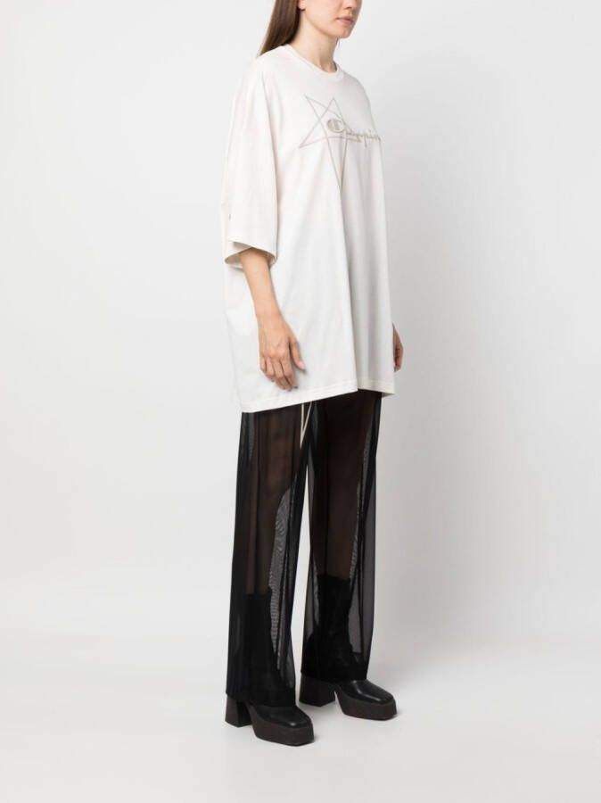 Rick Owens X Champion T-shirt met logo-reliëf Beige