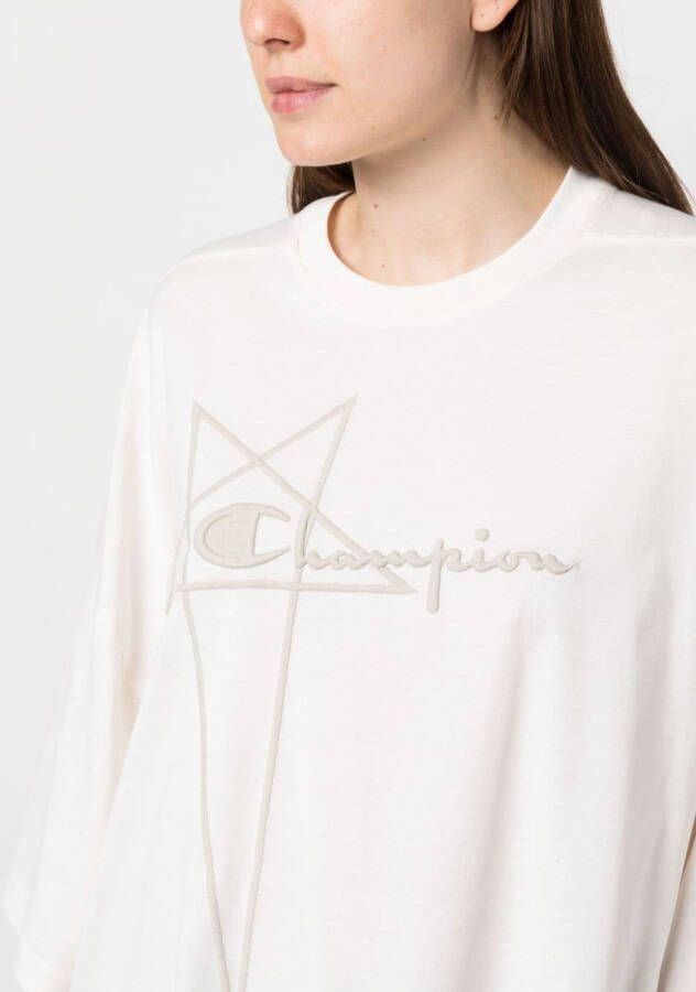 Rick Owens X Champion T-shirt met logo-reliëf Beige
