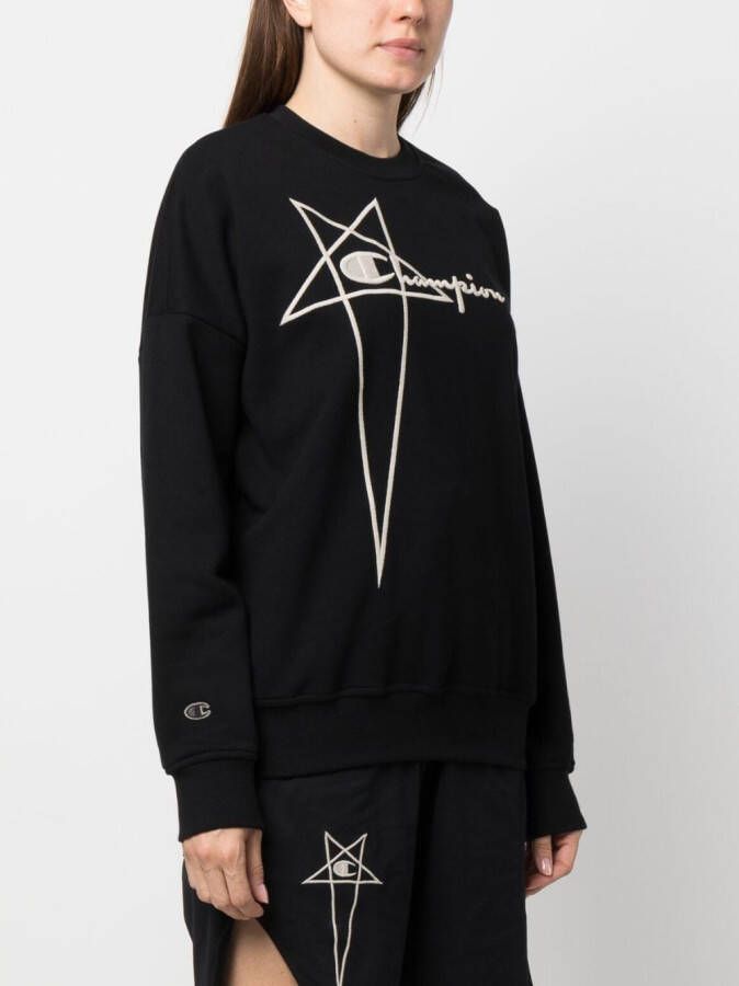 Rick Owens X Champion Sweater met geborduurd logo Zwart