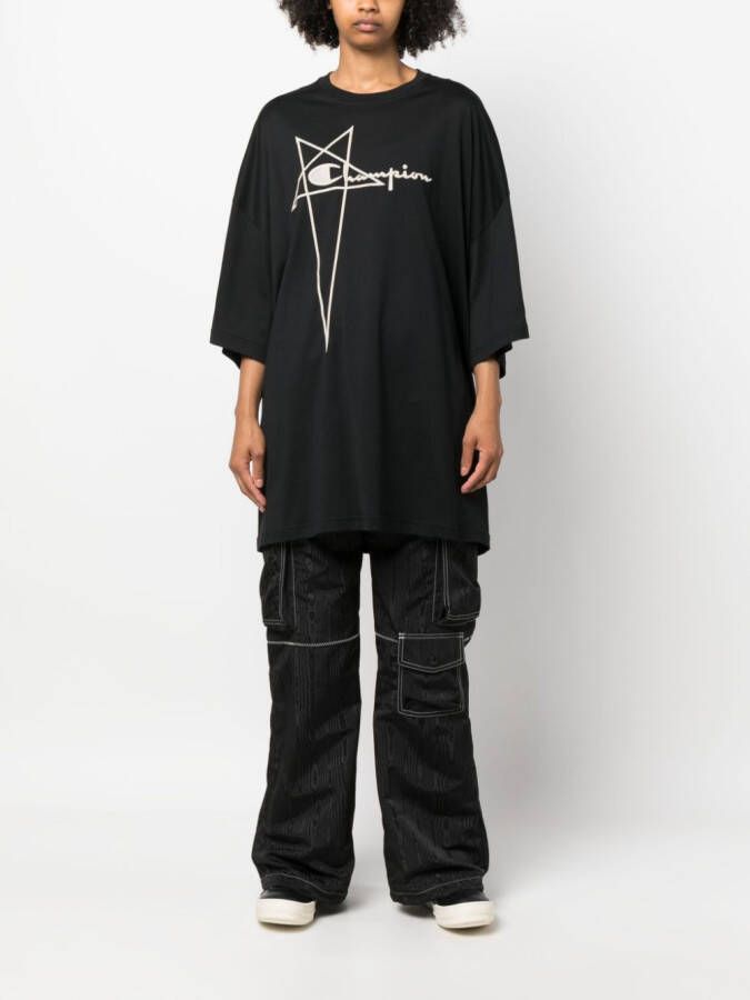 Rick Owens X Champion T-shirt met geborduurd logo Zwart
