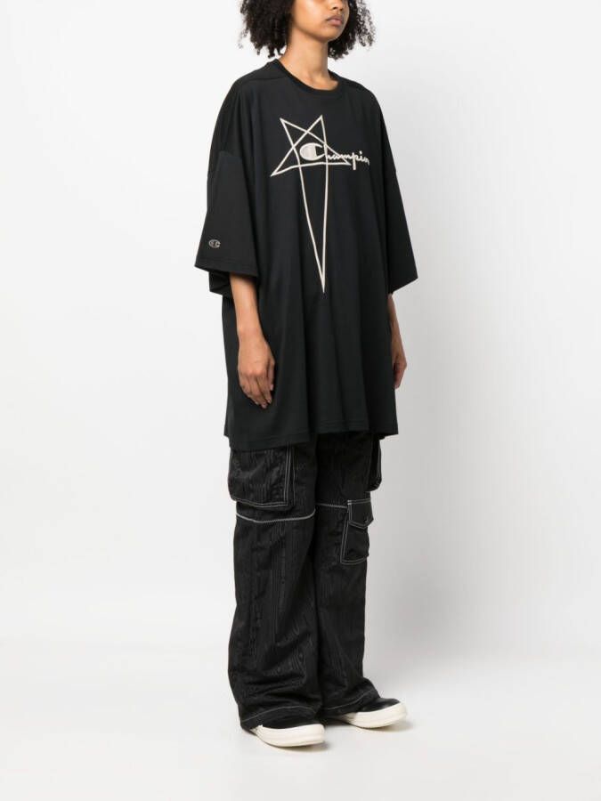 Rick Owens X Champion T-shirt met geborduurd logo Zwart