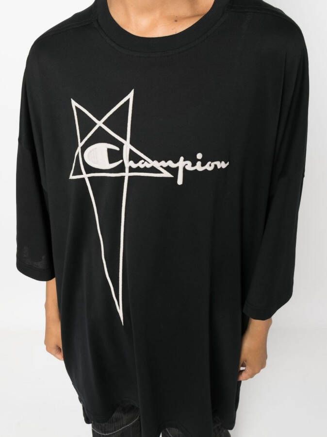 Rick Owens X Champion T-shirt met geborduurd logo Zwart