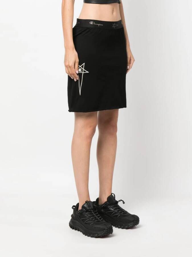 Rick Owens X Champion Rok met geborduurd logo Zwart