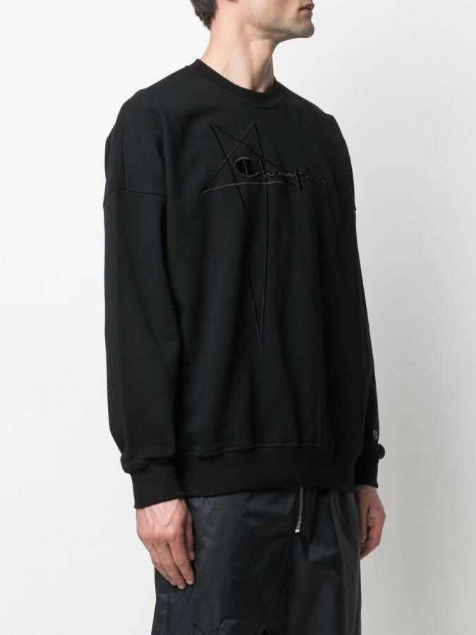 Rick Owens X Champion Sweater met geborduurd logo Zwart