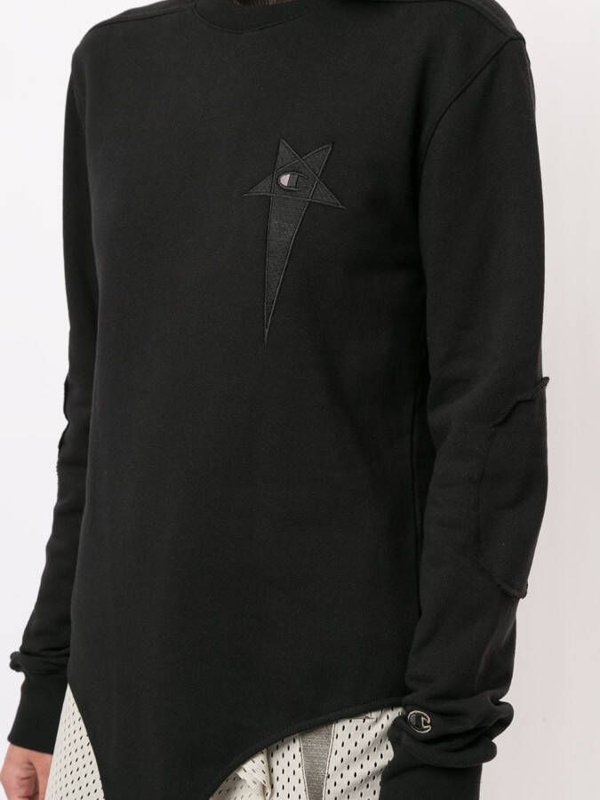 Rick Owens X Champion Sweater met sterren patch Zwart