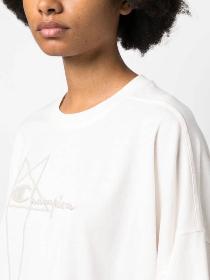 Rick Owens X Champion T-shirt met geborduurd logo Beige