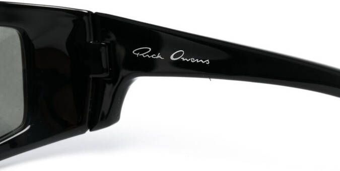 Rick Owens Zonnebril met rechthoekig montuur Zwart