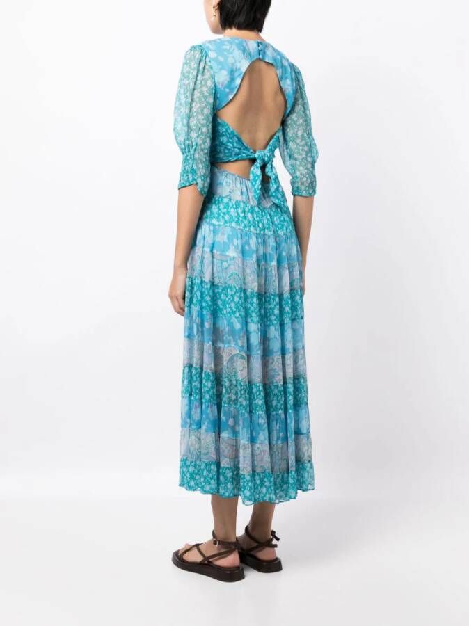 Rixo Agyness midi-jurk met bloemenprint Blauw