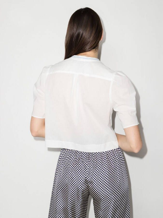 Rixo Blouse met geborduurd logo Wit