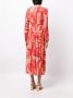 Rixo Camellia midi-jurk met jacquard Rood - Thumbnail 4