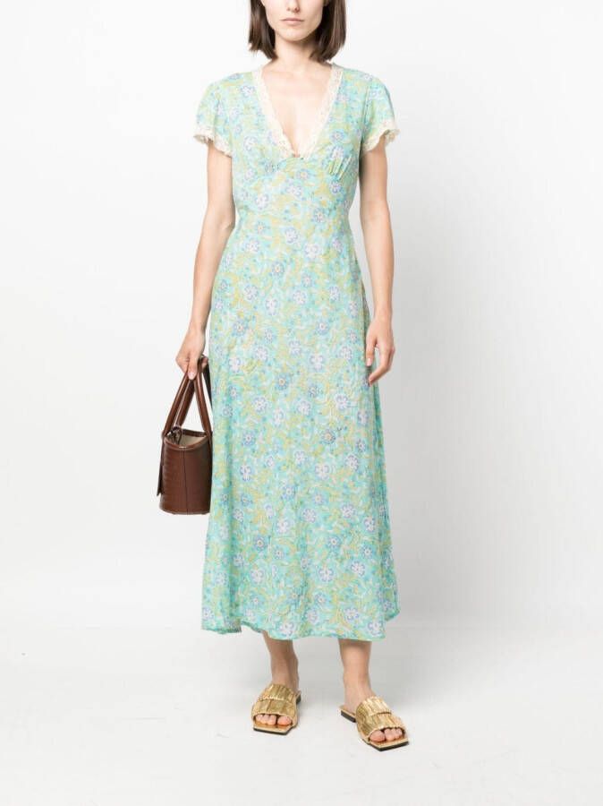 Rixo Maxi-jurk met bloemenprint Groen