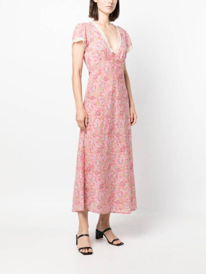 Rixo Midi-jurk met bloemenprint Roze