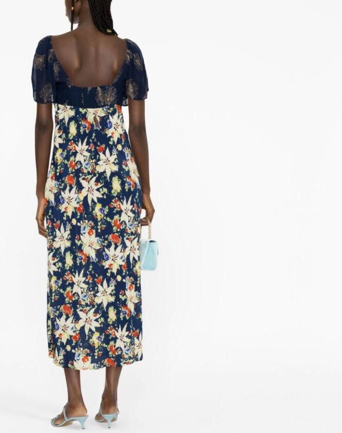 Rixo Midi-jurk met bloemenprint Blauw