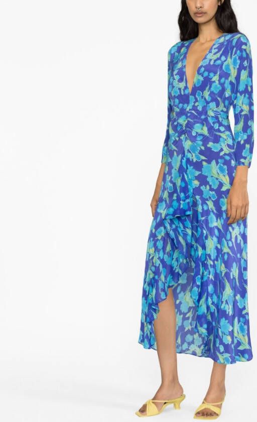 Rixo Maxi-jurk met bloemenprint Blauw