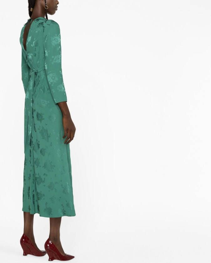 Rixo Midi-jurk met jacquard Groen