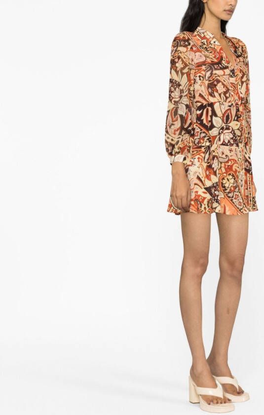 Rixo Mini-jurk met paisley-print Beige
