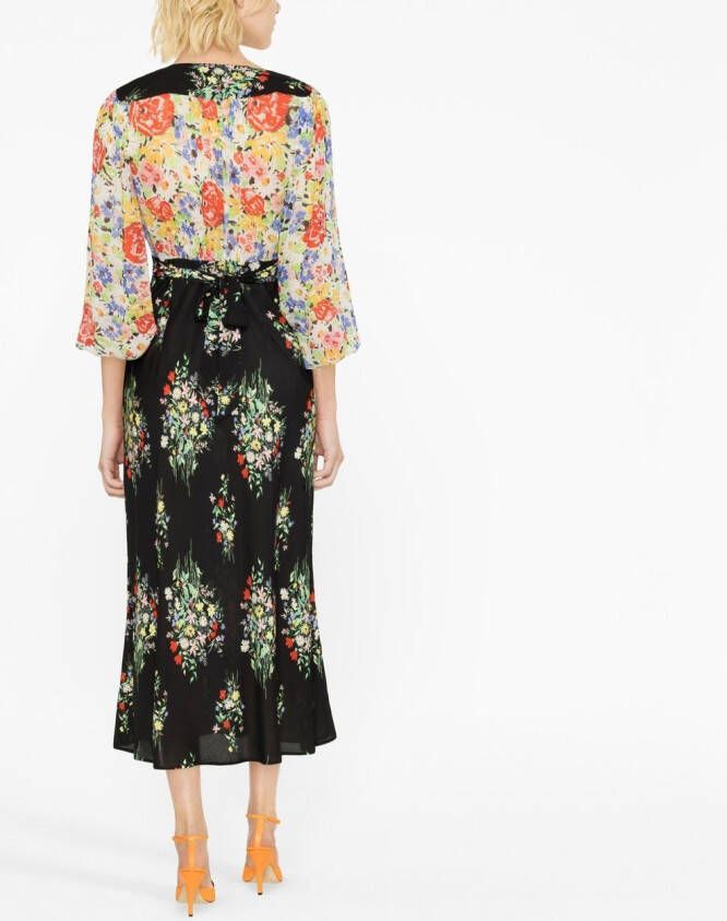 Rixo Jurk met bloemenprint Zwart