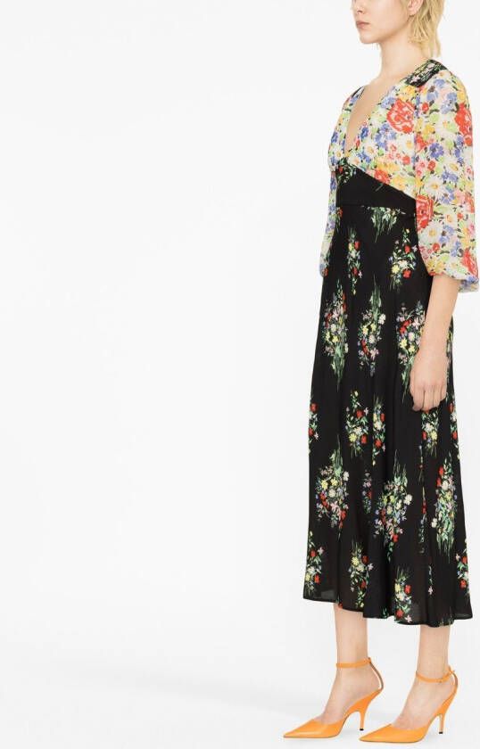 Rixo Jurk met bloemenprint Zwart