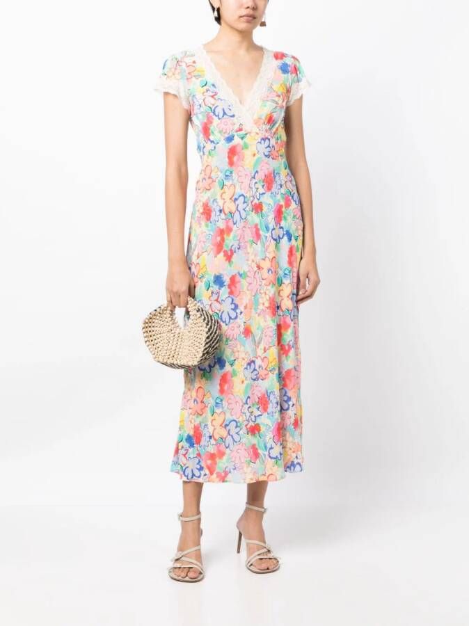 Rixo Midi-jurk met bloemenprint Veelkleurig