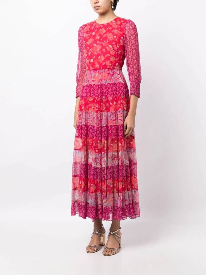 Rixo Midi-jurk met bloemenprint Rood
