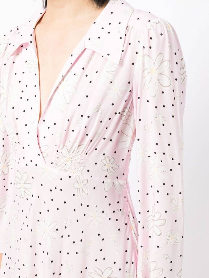 Rixo Midi-jurk met bloemenprint Roze