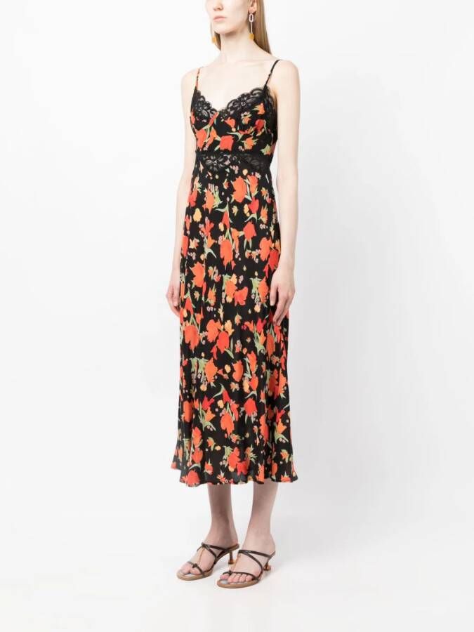 Rixo Midi-jurk met bloemenprint Zwart