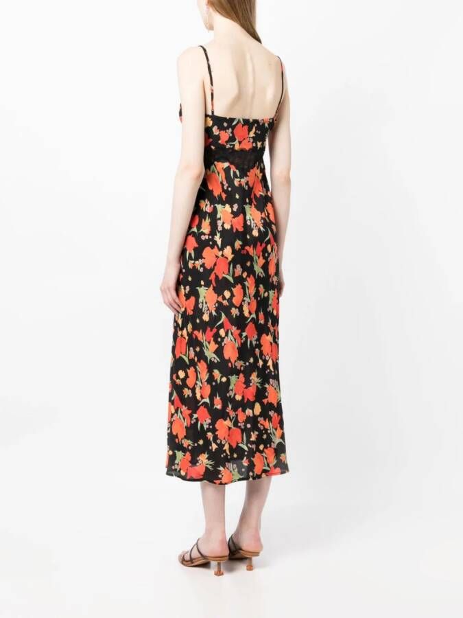Rixo Midi-jurk met bloemenprint Zwart