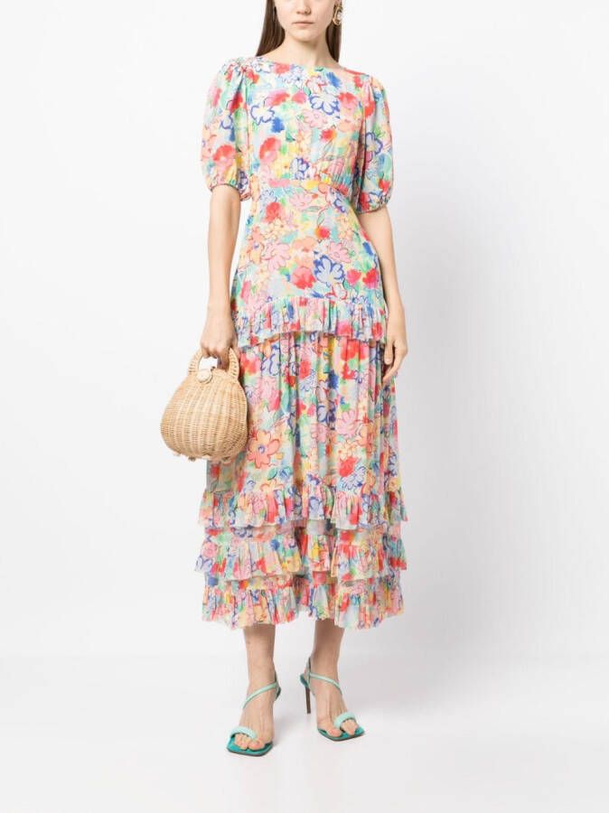 Rixo Midi-jurk met bloemenprint Veelkleurig