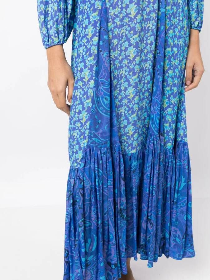Rixo Maxi-jurk met bloemenprint Blauw