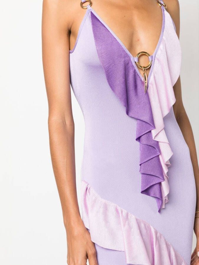 Roberto Cavalli Asymmetrische jurk Paars