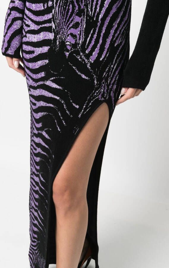 Roberto Cavalli Avondjurk met zijsplit Zwart