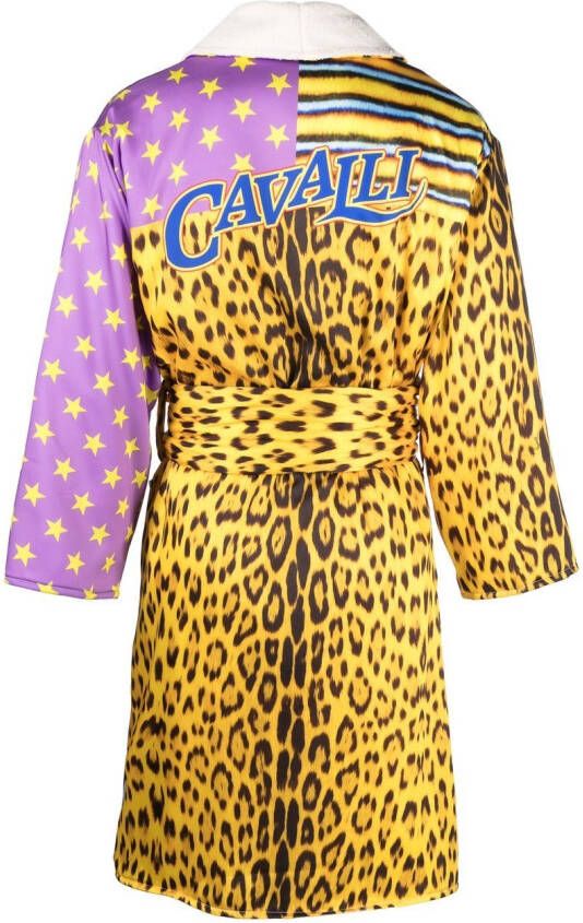 Roberto Cavalli Badjas met luipaardprint Paars