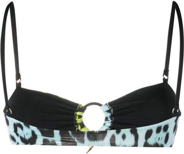 Roberto Cavalli Bikinitop met luipaardprint Blauw