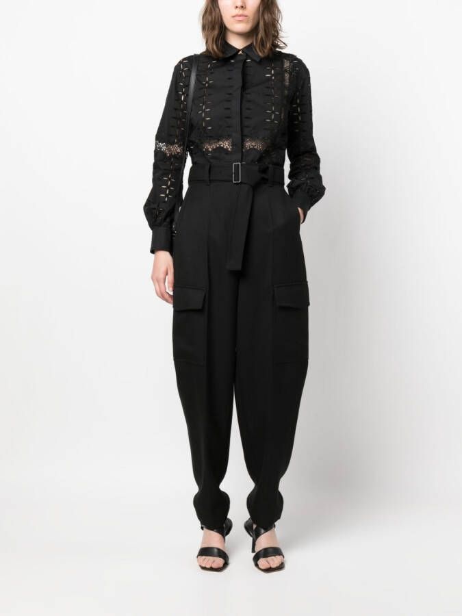 Roberto Cavalli Blouse met borduurwerk Zwart