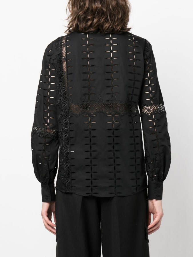 Roberto Cavalli Blouse met borduurwerk Zwart
