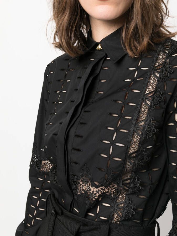Roberto Cavalli Blouse met borduurwerk Zwart