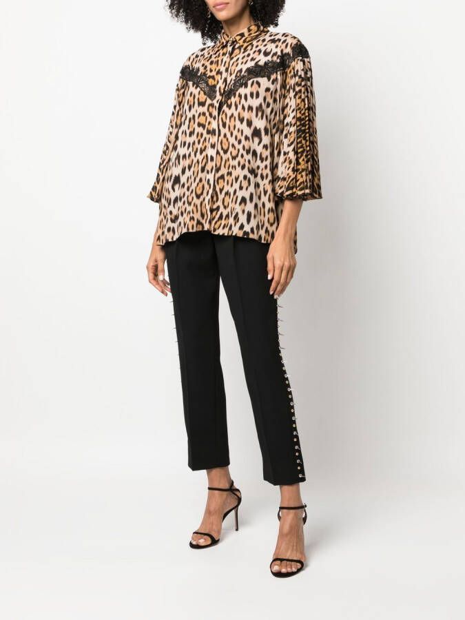 Roberto Cavalli Blouse met luipaardprint Beige