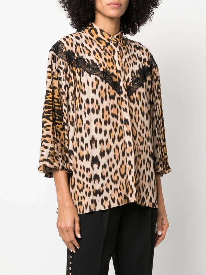 Roberto Cavalli Blouse met luipaardprint Beige